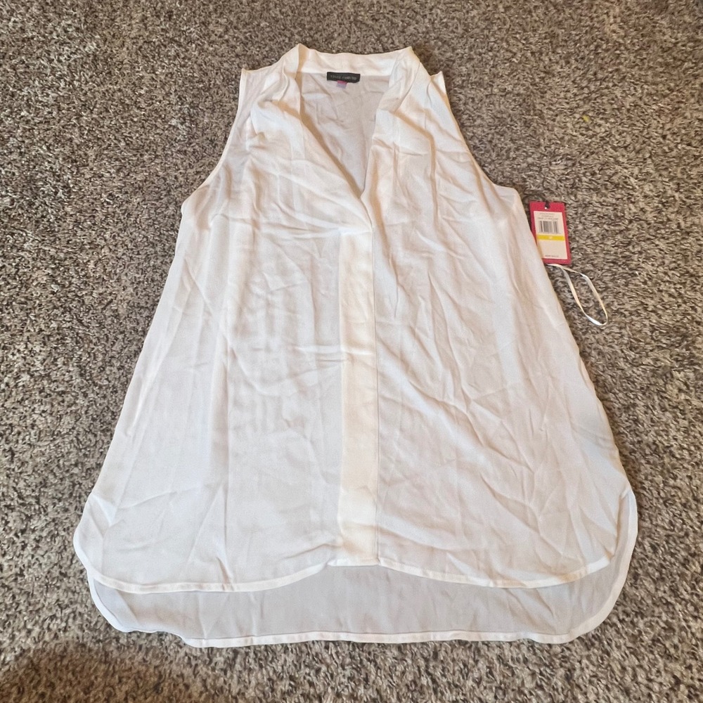 Vince Camuto Essentials Women Sleeveless V-Neck Blouse New Ivory Ivory M 9199021
